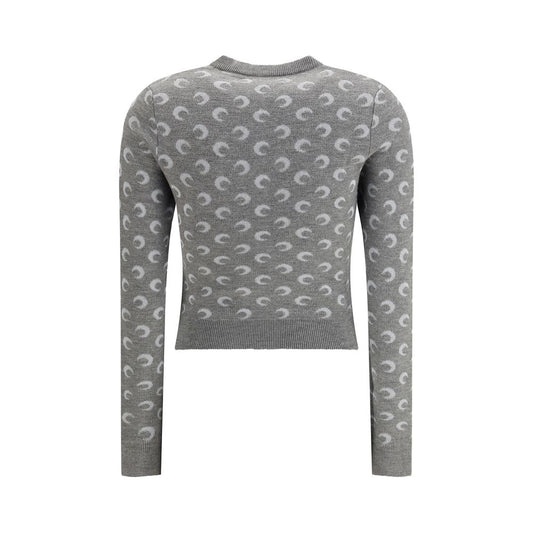 Marine Serre Gray Fleece Wool Cardigan