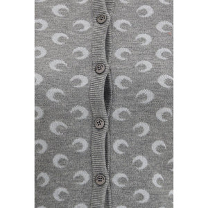 Marine Serre Gray Fleece Wool Cardigan