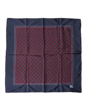Dolce & Gabbana Blue Red Patterned Silk Square Foulard Scarf