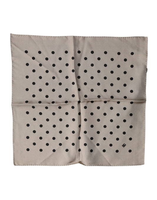 Dolce & Gabbana Brown Polka Dot Square Handkerchief Scarf