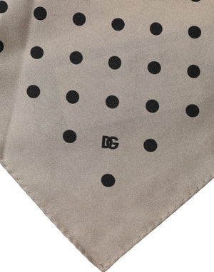 Dolce & Gabbana Brown Polka Dot Square Handkerchief Scarf