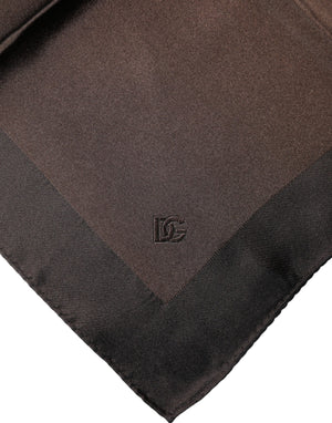 Dolce & Gabbana Brown Logo Silk Square Handkerchief Scarf