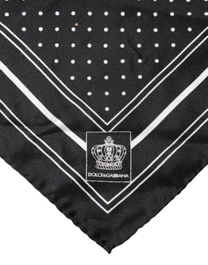 Dolce & Gabbana Scarf Black Poka Dot Men Square Handkerchief