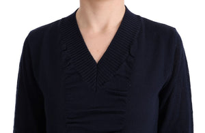 Costume National Blue V-Neck Lightweight Jumper Sweater