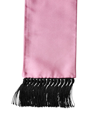 Dolce & Gabbana Pink Silk Fringes Neck Wrap Foulard Scarf