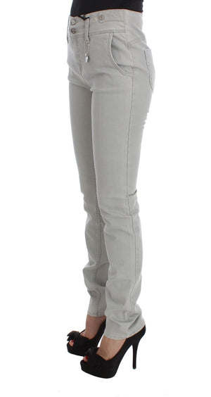 Costume National Pants Gray Cotton Blend Super Slim Fit Jeans