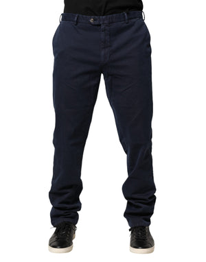 Santaniello Dark Blue Mid Waist Skinny Chino Trouser Pants