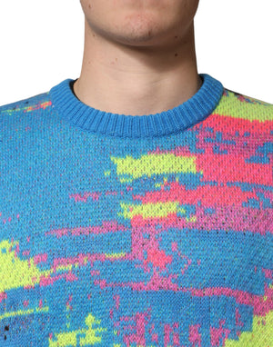 Dolce & Gabbana Multicolor Men Crew Neck Pullover Sweater