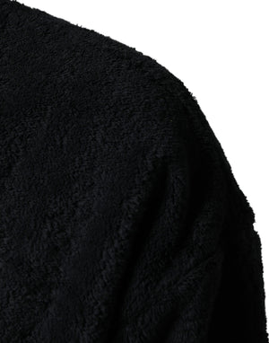 Dolce & Gabbana Black Cotton V-Neck Men Sweatshirt Sweater