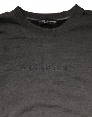 Dolce & Gabbana Gray Cotton Crew Neck Men Sweatshirt Sweater