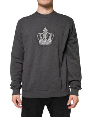 Dolce & Gabbana Gray Crown Crew Neck Men Sweatshirt Sweater