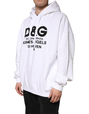 Dolce & Gabbana White Logo Cotton Hooded Sweatshirt  Sweater
