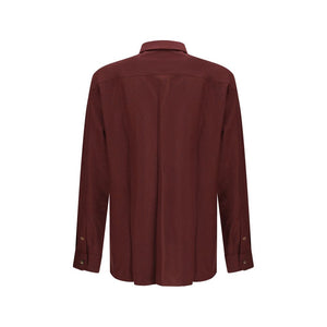 Brunello Cucinelli Bordeaux Fleece Wool Pattern Shirt