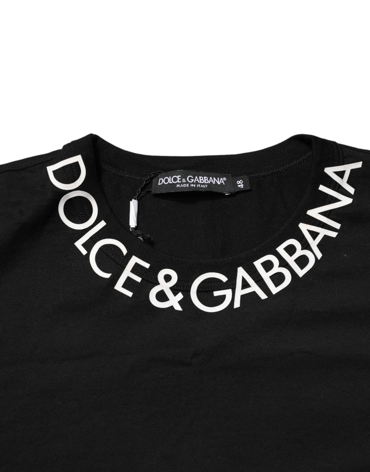 Dolce & Gabbana Black Logo Print Cotton Crewneck Men T-shirt