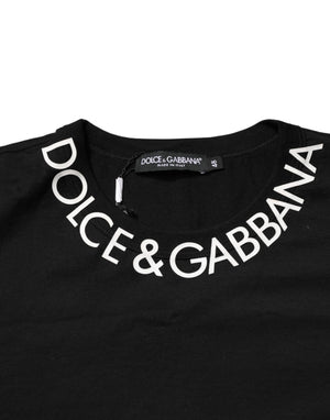 Dolce & Gabbana Black Logo Print Cotton Crewneck Men T-shirt