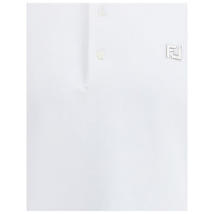 Fendi White Cotton Polo Shirt
