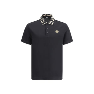 Versace Black Cotton Polo Shirt