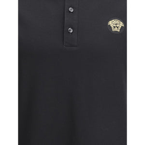 Versace Black Cotton Polo Shirt