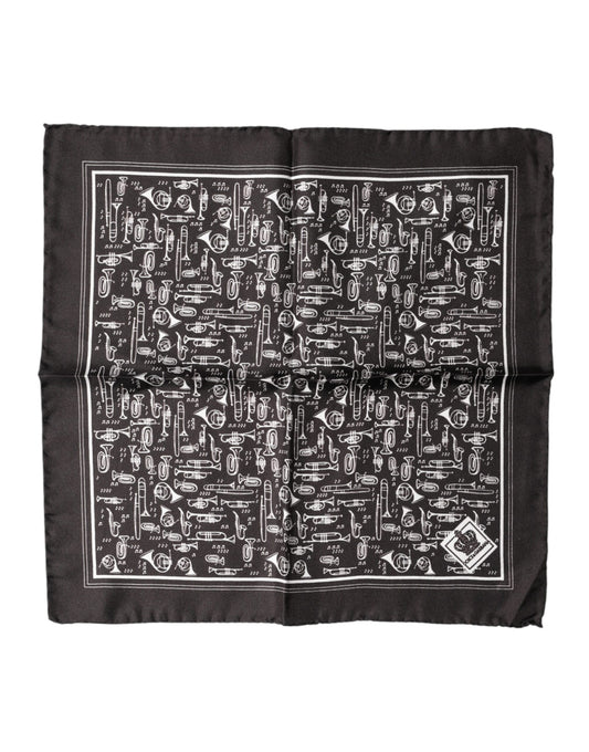 Dolce & Gabbana Brown Jazz Club Square Handkerchief Men 32cm x 31cm Scarf