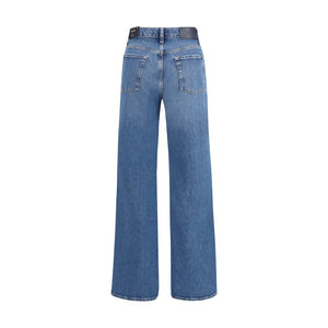 7FOR Blue Cotton Flared Jeans
