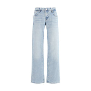 7FOR Light Blue Cotton Straight-Leg Jeans