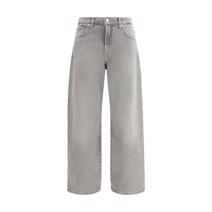 7FOR Gray Cotton Relaxed Fit Jeans