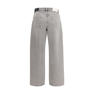 7FOR Gray Cotton Relaxed Fit Jeans
