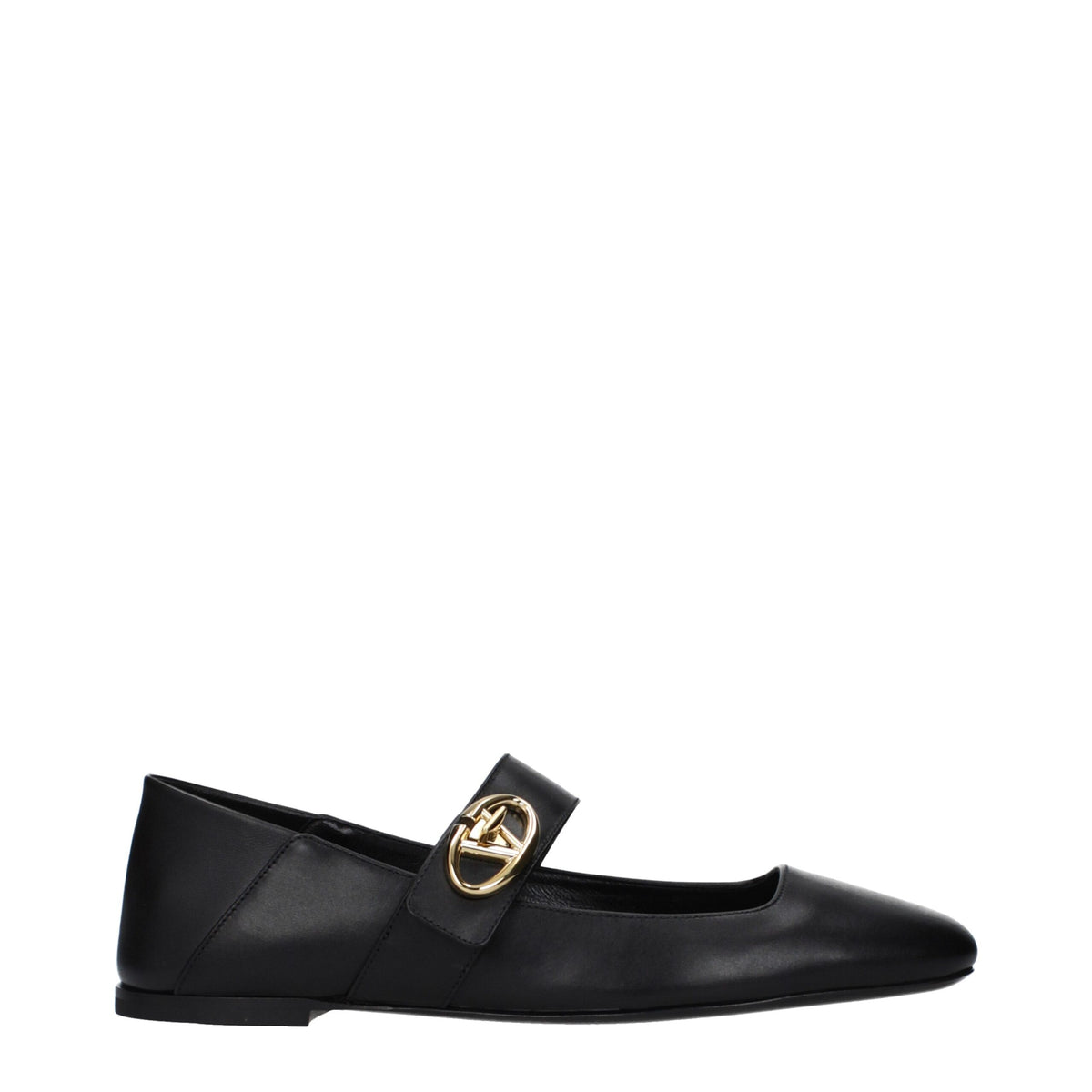 Valentino Garavani Black Leather Ballet Flats