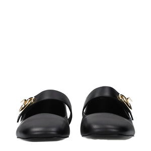 Valentino Garavani Black Leather Ballet Flats
