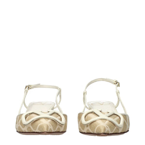 Valentino Garavani Beige Raffia Strap-On Sandals