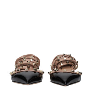 Valentino Garavani Black Leather Strap-On Sandals
