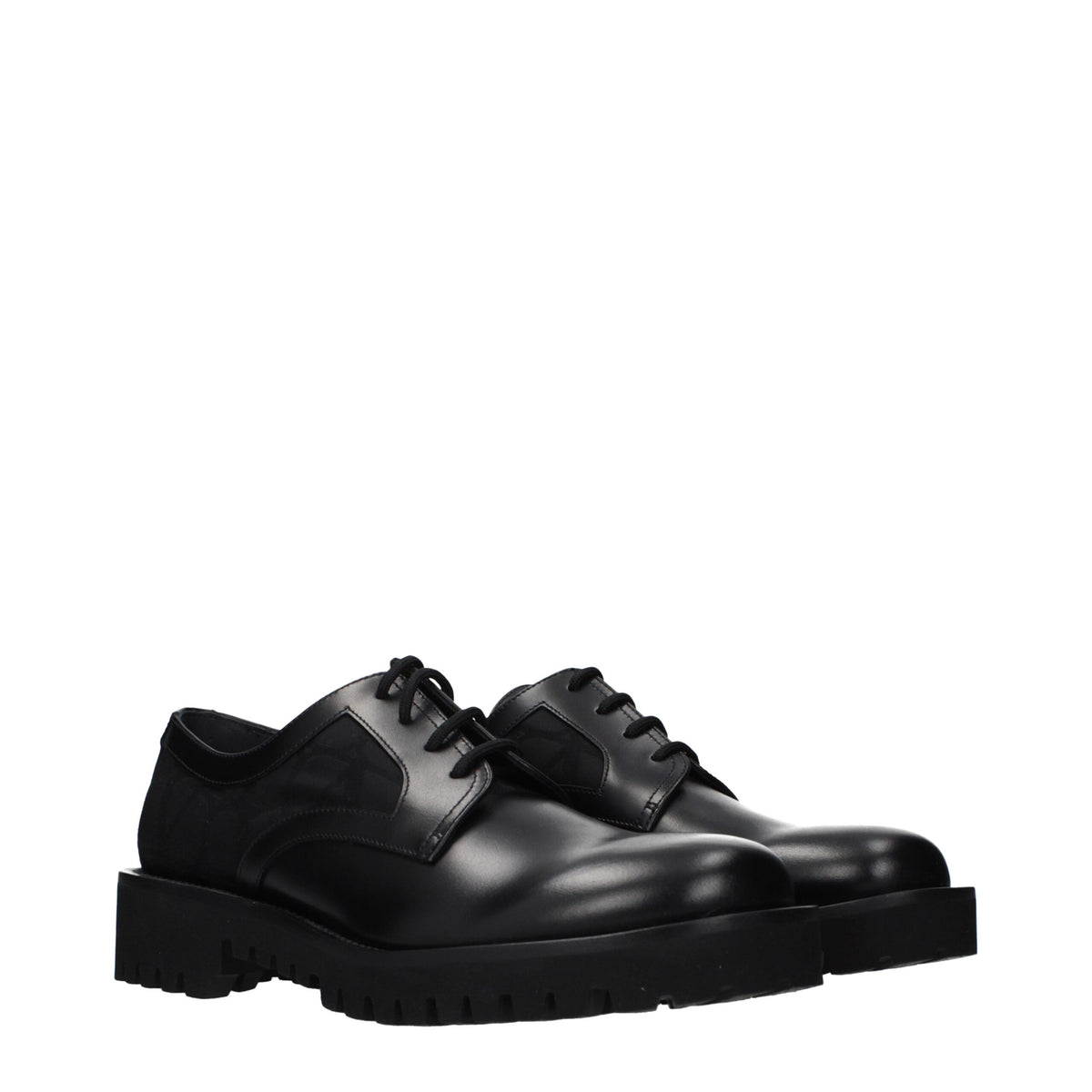Valentino Garavani Black Leather Oxfords And Derbies
