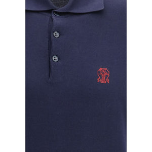 Brunello Cucinelli Blue Cotton Polo Shirt