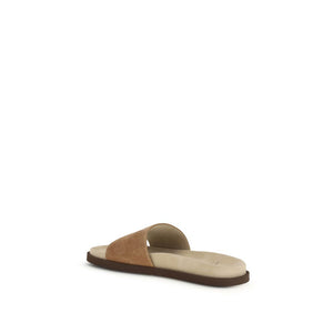 Brunello Cucinelli Beige Lamb Ovis Aries Aries Flat Sandals