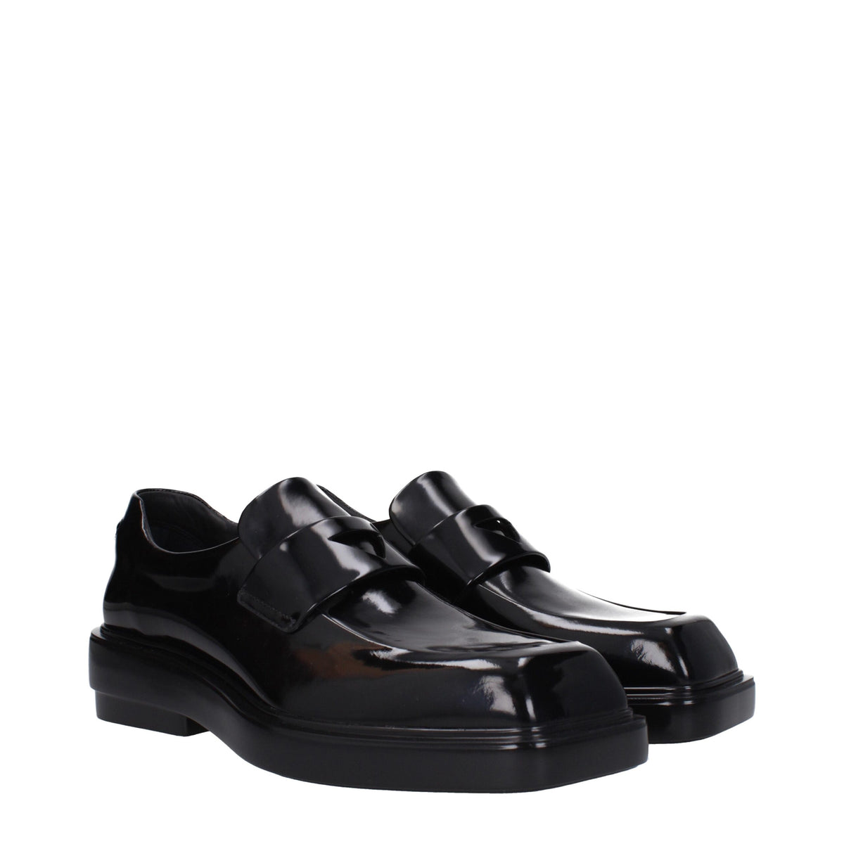 Prada Black Leather Slip-On Loafers