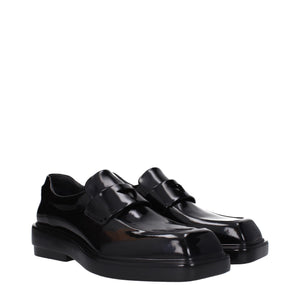 Prada Black Leather Slip-On Loafers