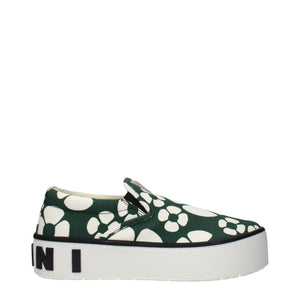 Marni Green Fabric Slip-On Loafers