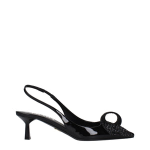 Prada Black Leather Stiletto Heel Sandals