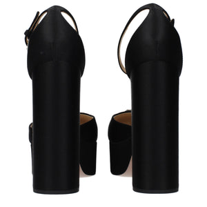 Prada Black Satin Platform Pumps