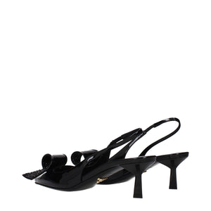 Prada Black Leather Stiletto Heel Sandals