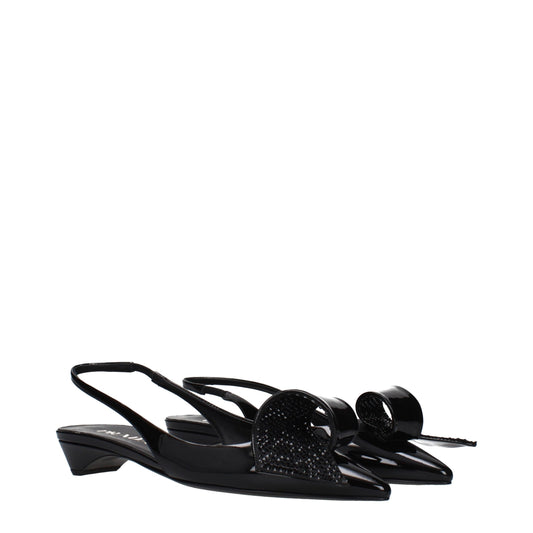 Prada Black Leather Flat Sandals