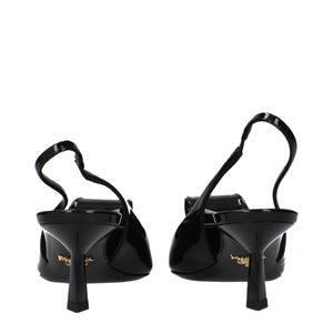 Prada Black Leather Stiletto Heel Sandals