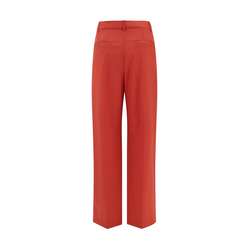Loulou De Saison Red Fleece Wool Flared Pants