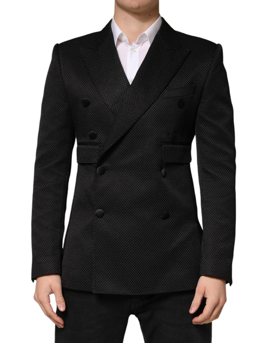 Dolce & Gabbana Black Cotton Double Breasted 2 Button Blazer