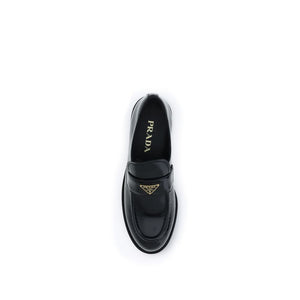 Prada Black Calf Leather Bos Taurus Slip-On Loafers