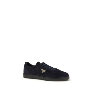 Prada Blue Calf Leather Bos Taurus Low Top Sneakers
