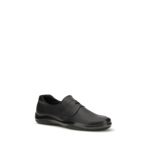 Prada Black Calf Leather Bos Taurus Slip-On Loafers