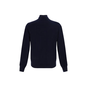 Brunello Cucinelli Blue Fleece Wool Cardigan