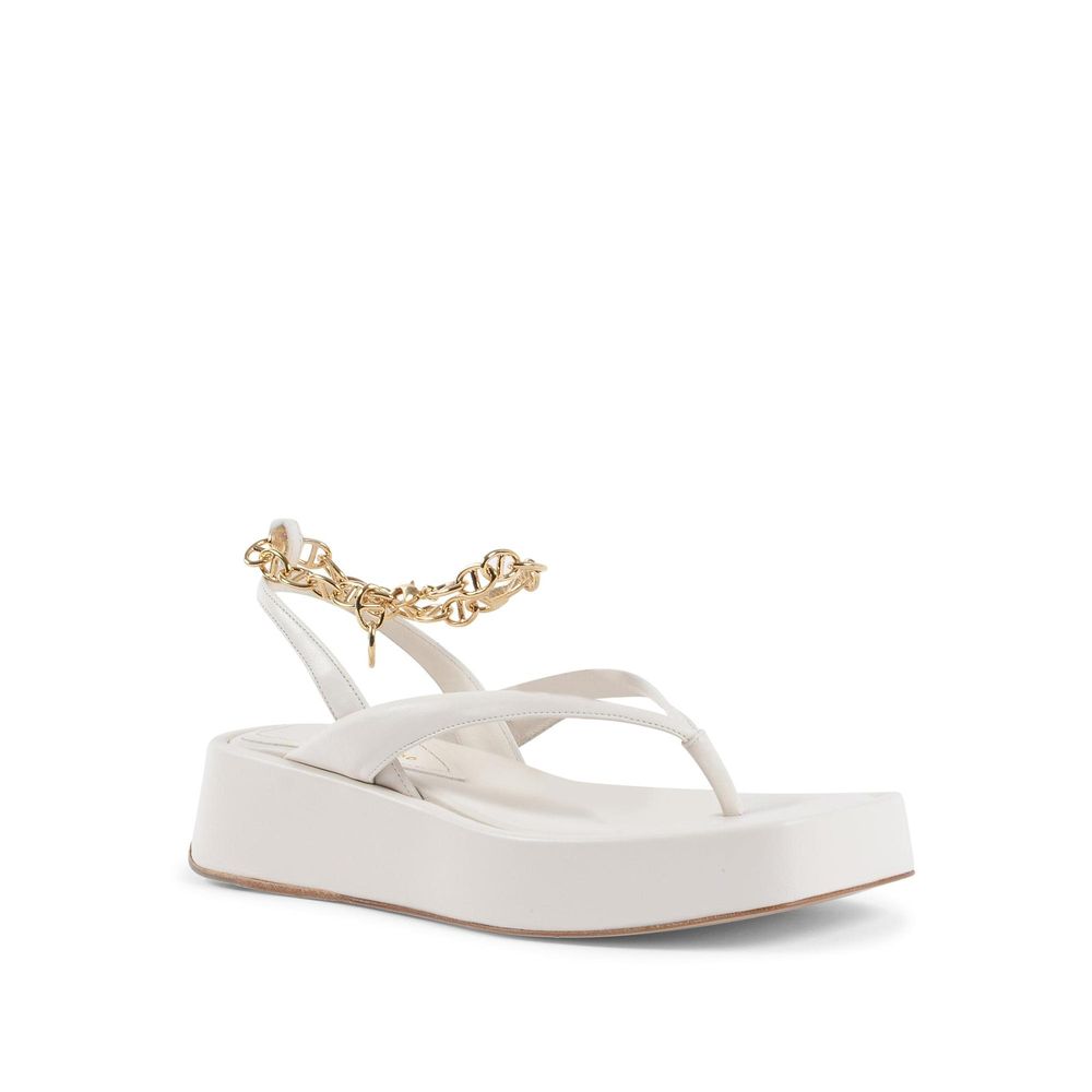 Dee Ocleppo Cream Leather Platform Sandals