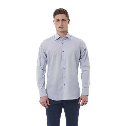 Bagutta Gray Cotton Dress Shirt